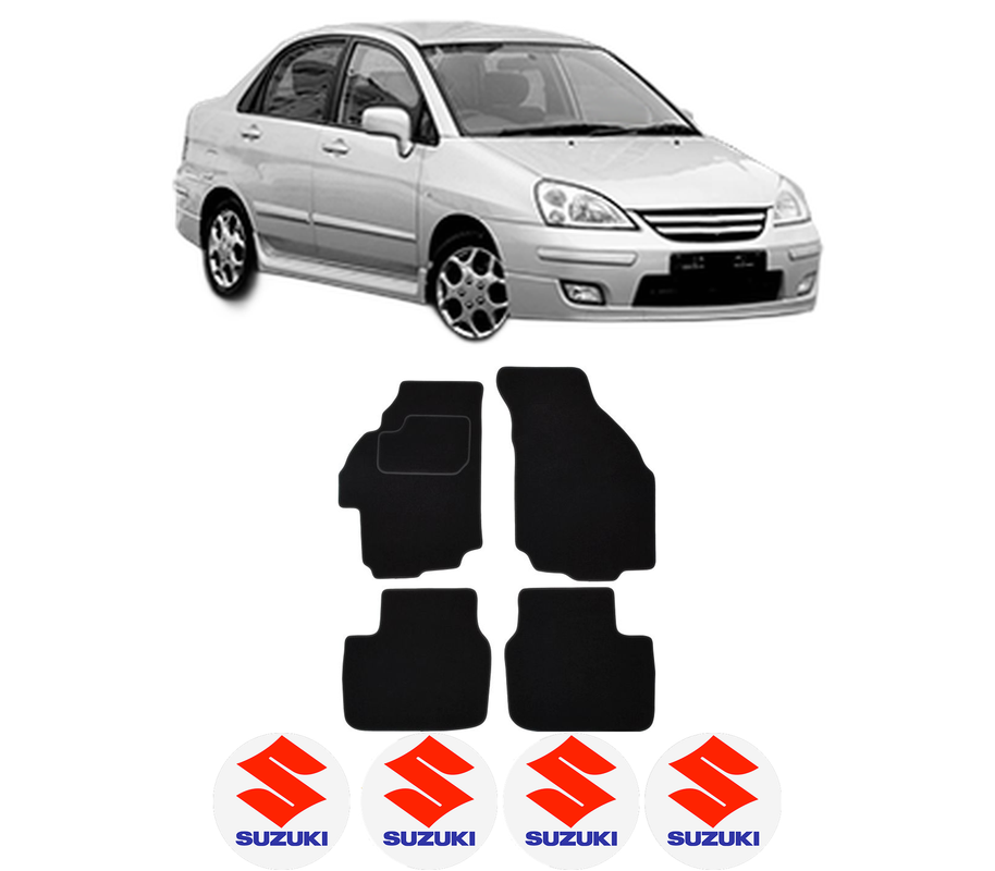 Set Covorase Presuri SUZUKI LIANA (ER, RH_) din 2002-2007, Auto, Material Textil Mocheta, 4 Stickere auto cu SUZUKI