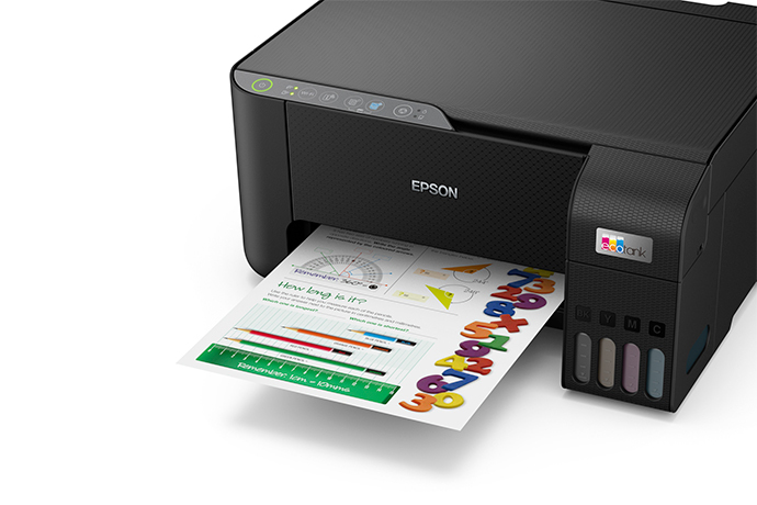 Impresora Epson L3250 con sus tanques de tinta frontales visibles