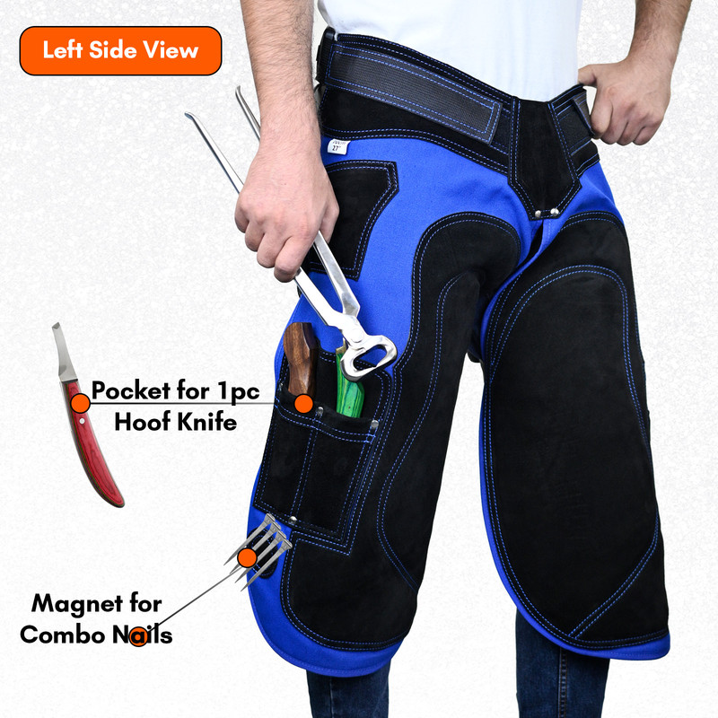 Farrier Apron left side view combo nail magnet