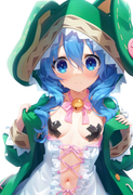 1girl, yoshino (date a live), blue hair, blue eye, Green Coat, animal hood down, s-3622034822