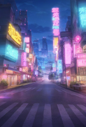 _neon lights, pink lights, road, city,  {{Shinkai Makoto style}}, best quality,  s-2856687690