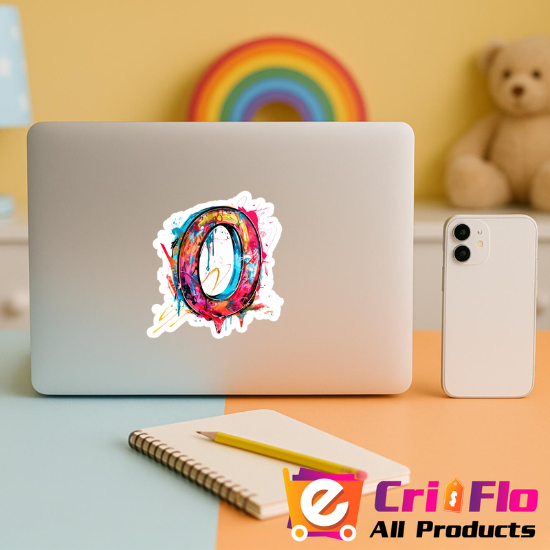 Stickere Decorative Alfabet Litera O cu graffiti, Autoadeziv, Cri-Flo, dimensiune 6 cm