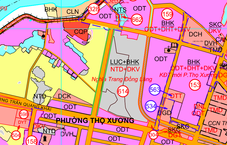  Đường sẽ mở theo quy hoạch ở phường Bắc Giang theo bản đồ điều chỉnh quy hoạch sử dụng đất đến năm 2030 TP. Bắc Giang. (Đường kẻ màu xanh lá).