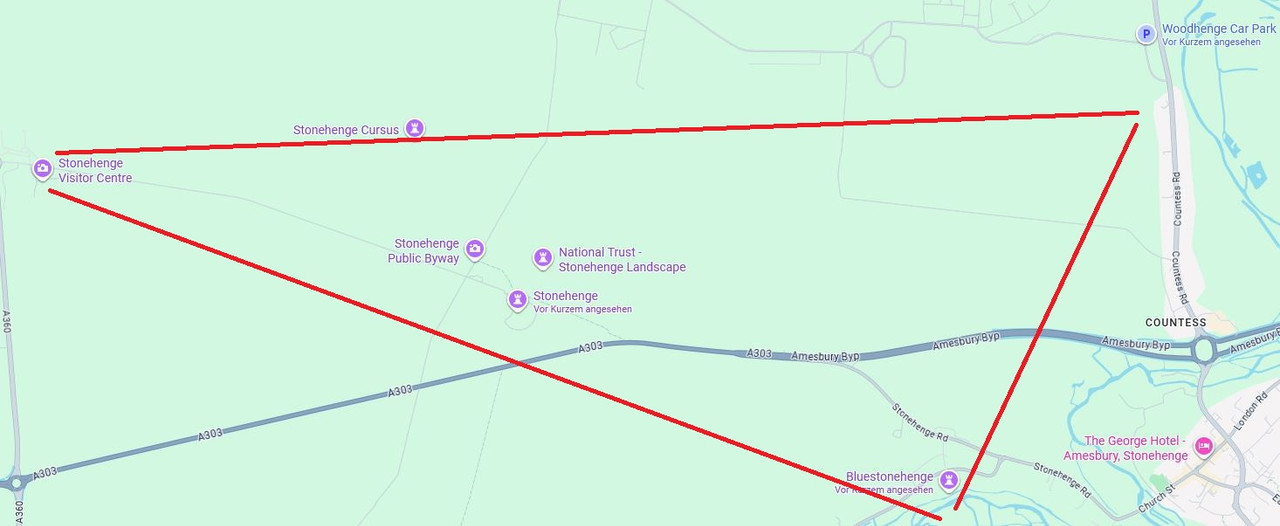 Stonehenge Kevins Darstellung inklusive des Blue- und Woodhenge