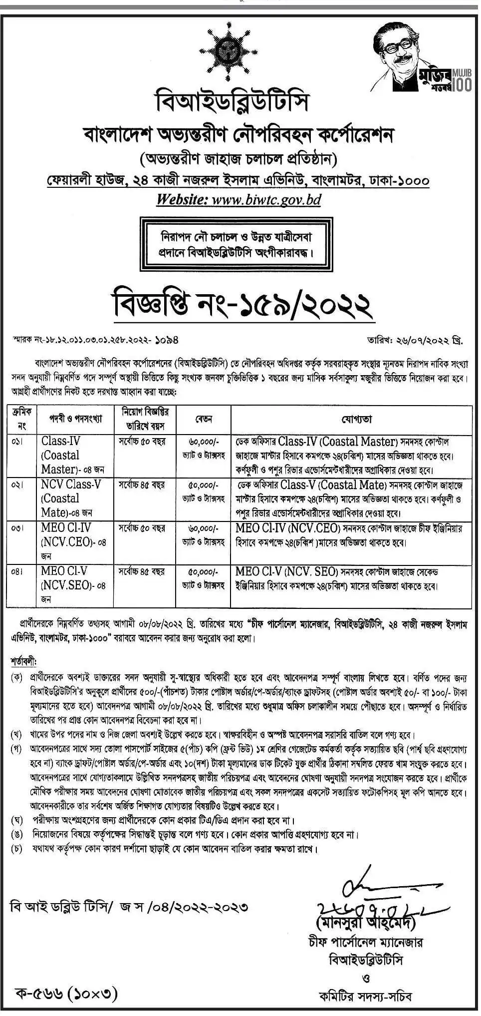 BIWTC Job Circular 2024