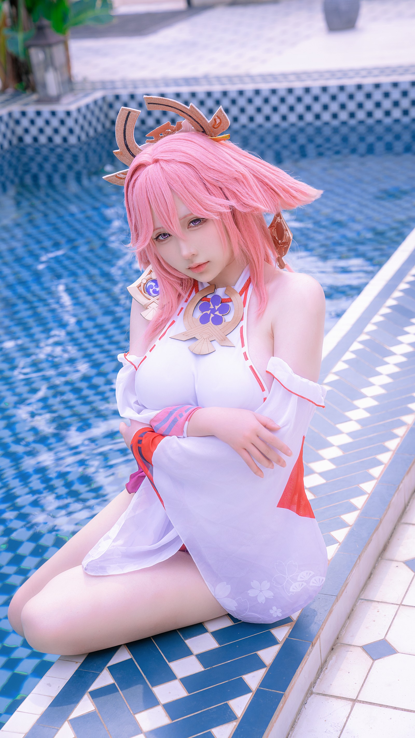 樱梨梨 八重神子 泳装 Cosplay 写真合集｜原神角色高清图集（29P｜429MB）插图7