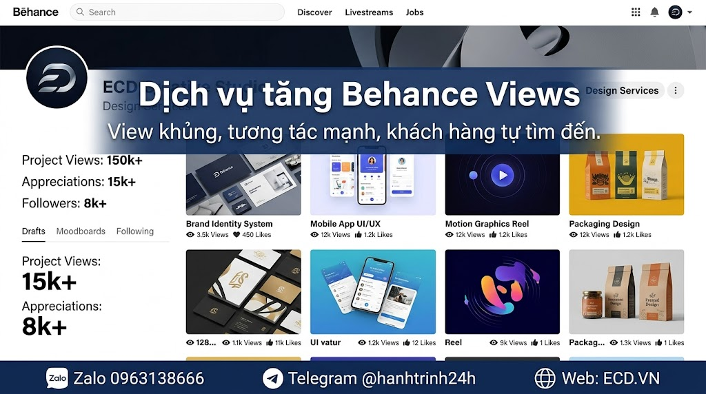 tăng behance views top tăng like