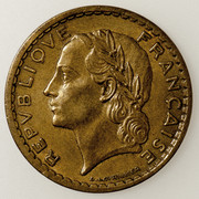 ¡¡Amarillosis!! 5 francos Francia 1945 Gobierno Provisional de la República Francesa. PAS5801b