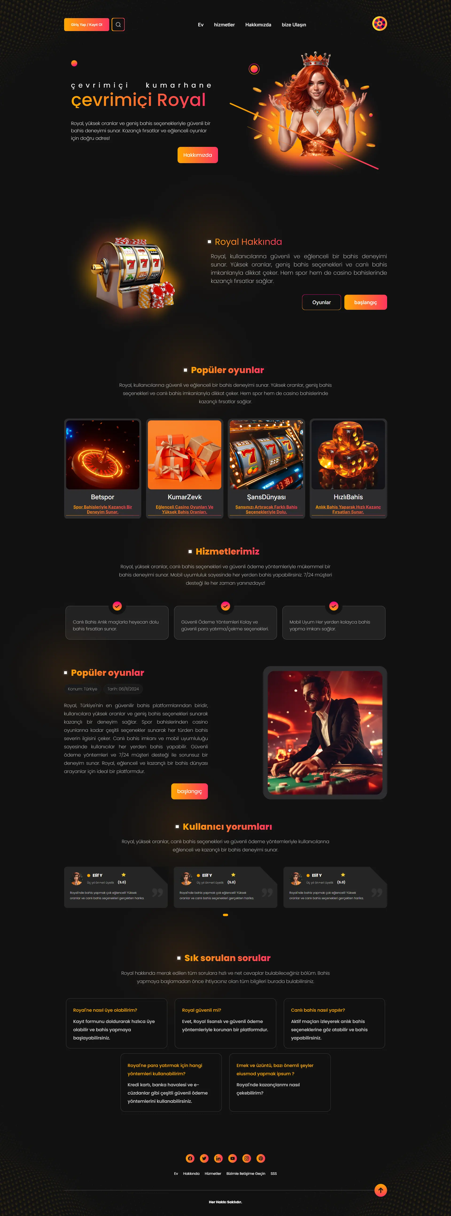 لندینگ پیج رویال / ترکی زبان
