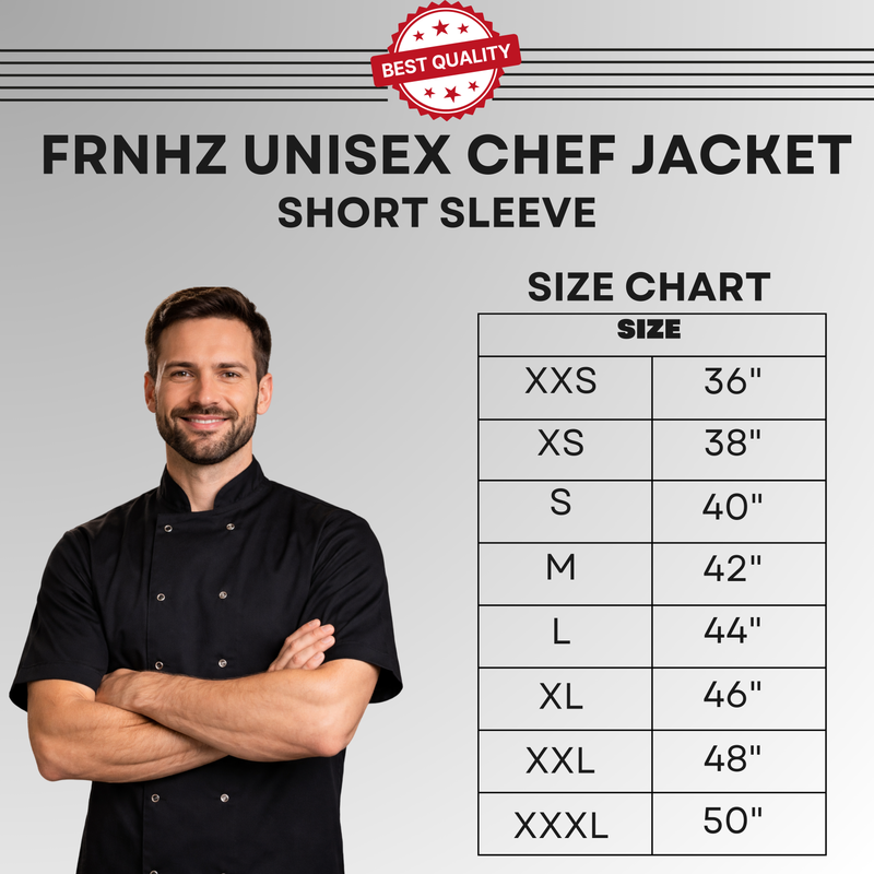 Chef Jacket Black Size Chart