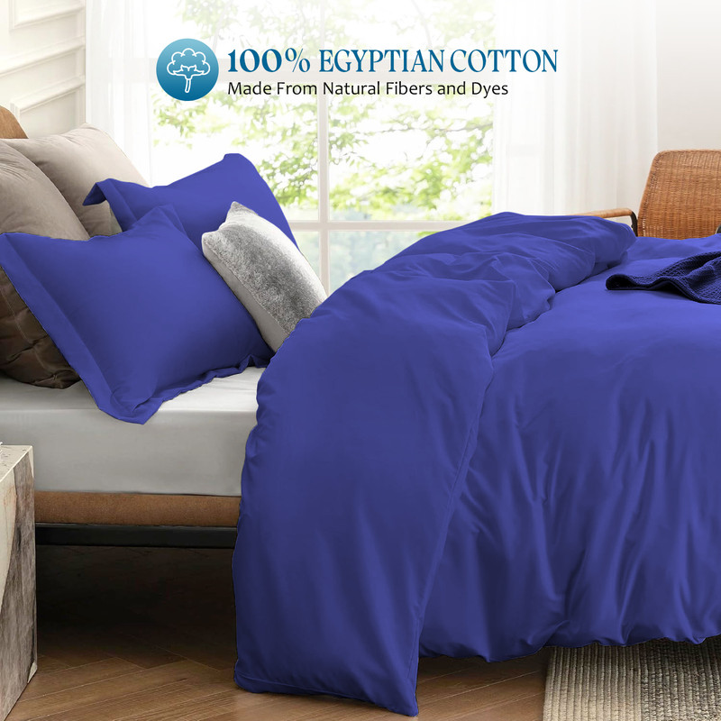 Picture of 1000 TC 100% Egyptian Cotton Duvet set Zipper Closur Ultra Soft Durable and Fade Resistant Color Royal Blue Solid size Full