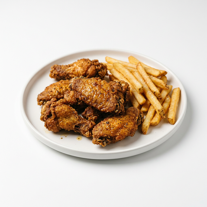 Alitas De Pollo Con Patatas Fritas