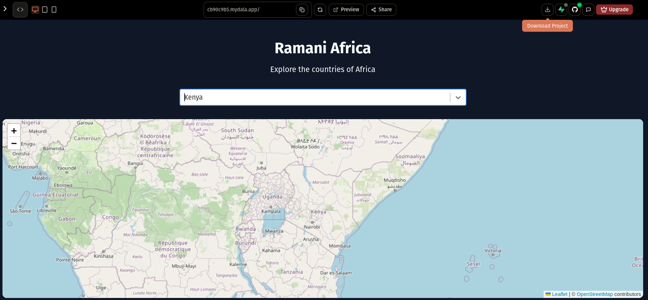 First iteration of app with Kenya selected