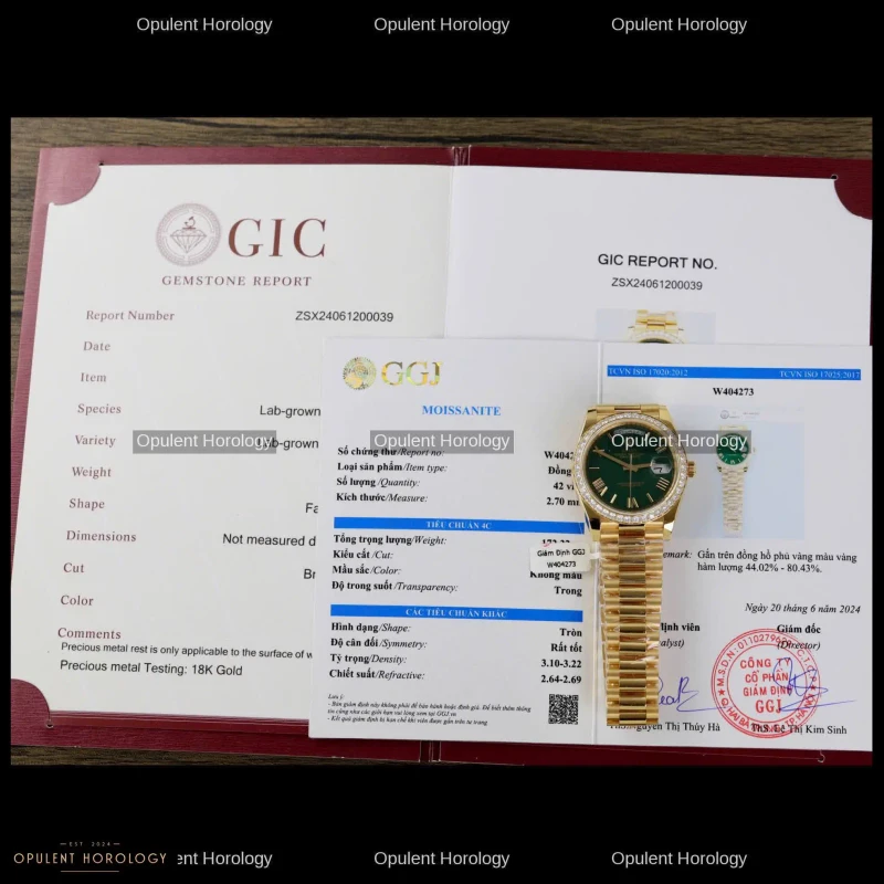 Rolex Day-Date 40 Green Dial Gold Plated Diamond Bezel