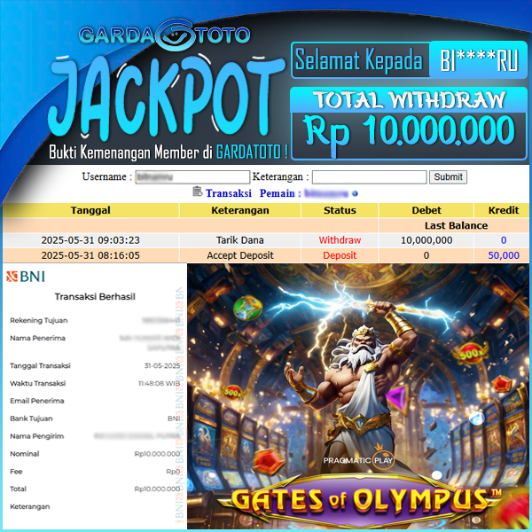 JACKPOT SLOT MAIN DI SLOT GATES OF OLYMPUS WD Rp 10.000.000,- DIBAYAR LUNAS GARDATOTO MANTAP !