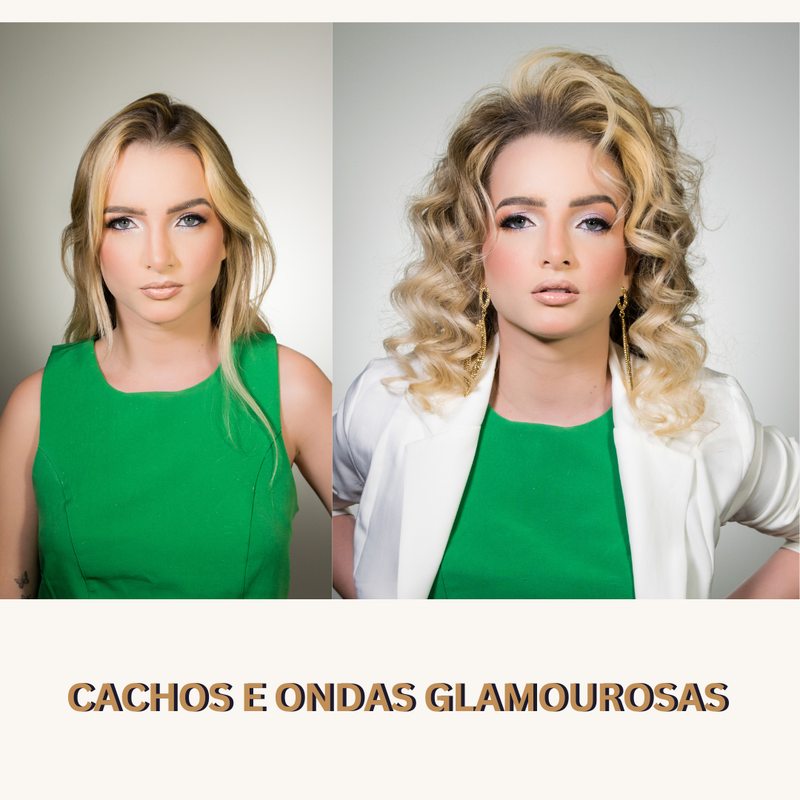 Produção de cachos e ondas glamourosos