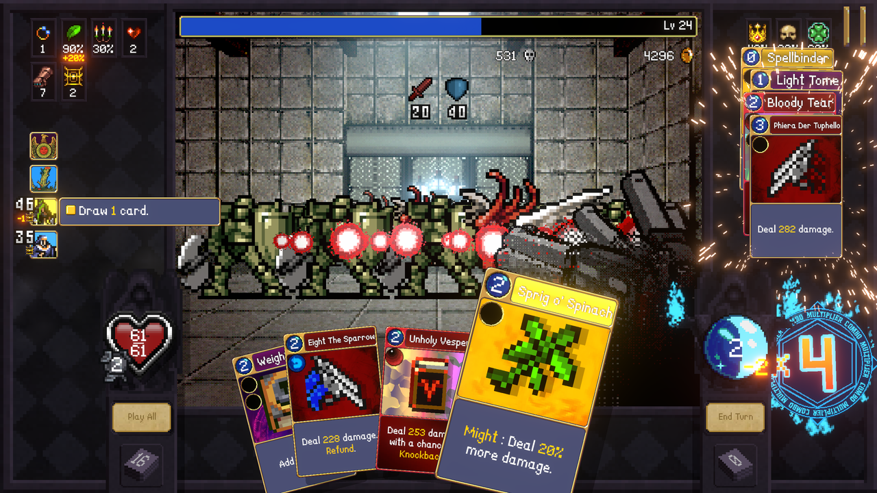 Boss being Overkilled in Vampire Crawlers 