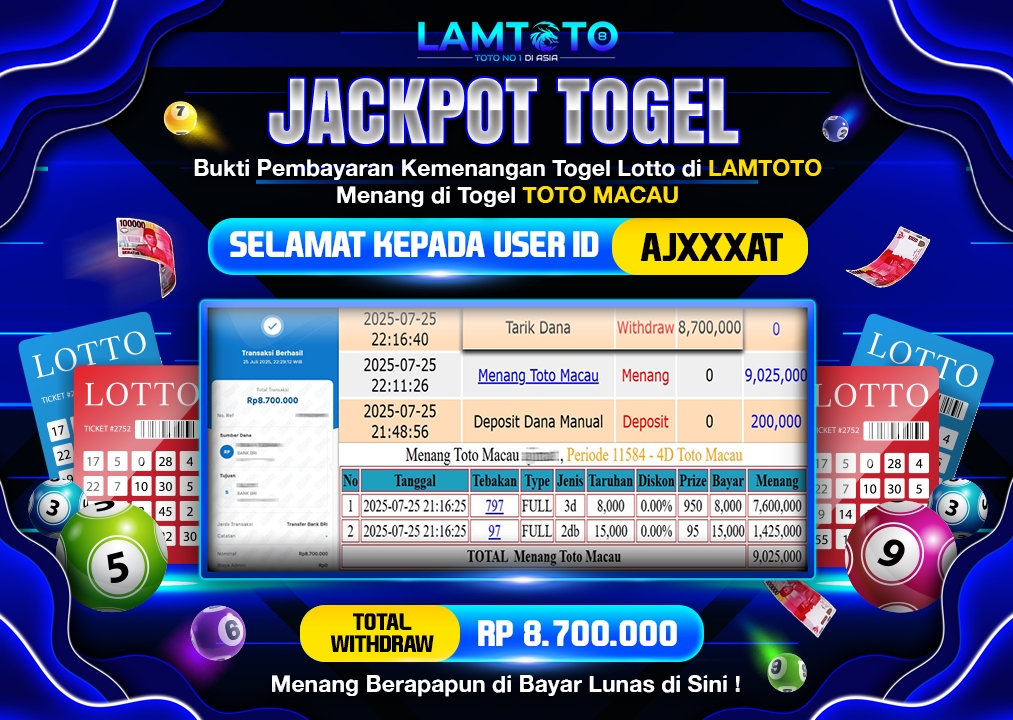 BUKTI JACKPOT LUNAS LAMTOTO