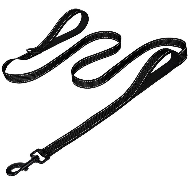 Joytale Heavy Duty Dog Leash Double Handle 6 FT Black