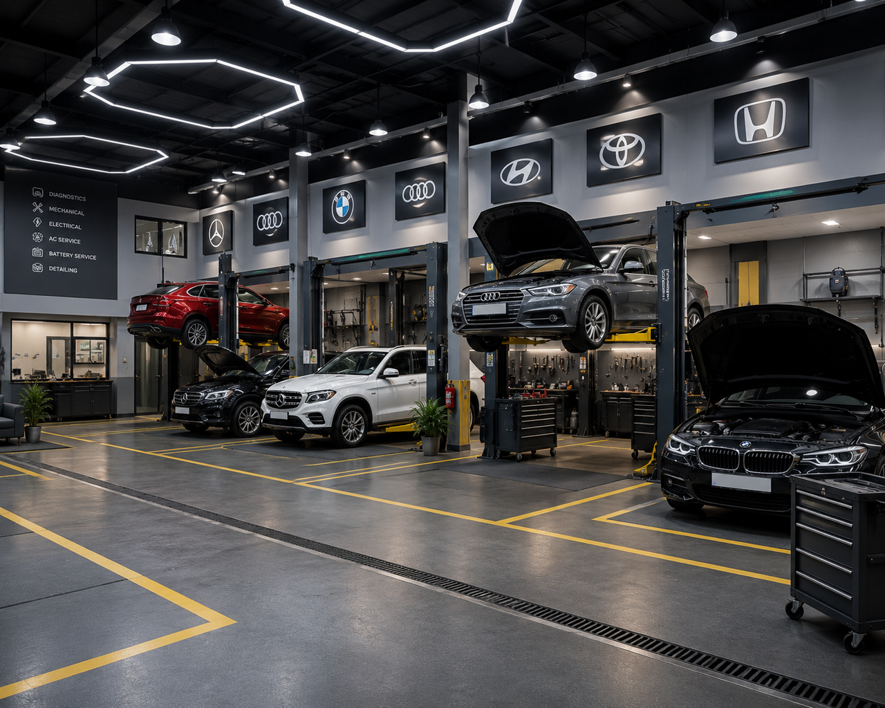 Professional Multi Brand Garage Setup Hyderabad