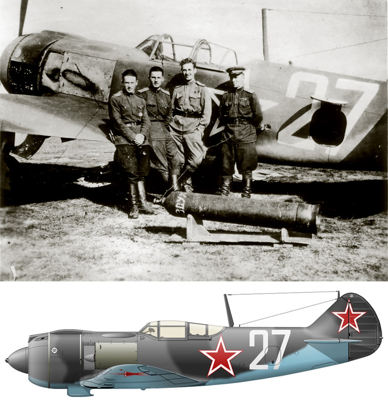 Lavochkin-La-5F-178IAP-White-27-with-pilots-Grigoriev,Samonov,Dudnik-and-Balabaykin-spring-1944-0A