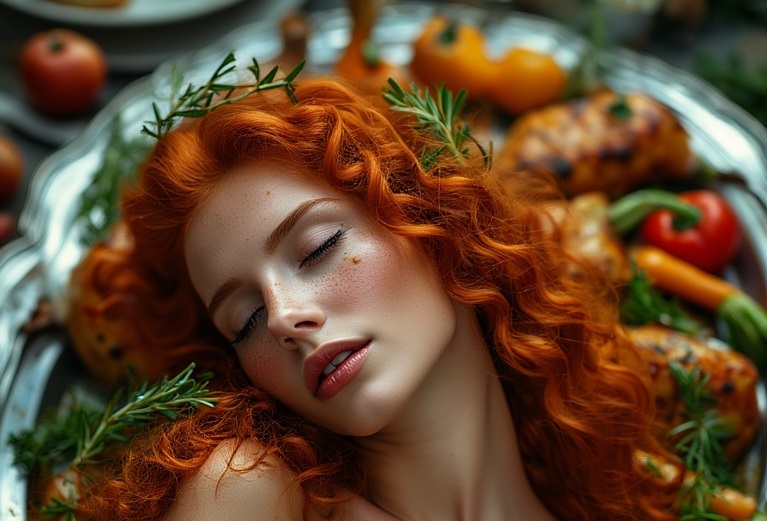 Garden wedding wom served Redhair head 0 04