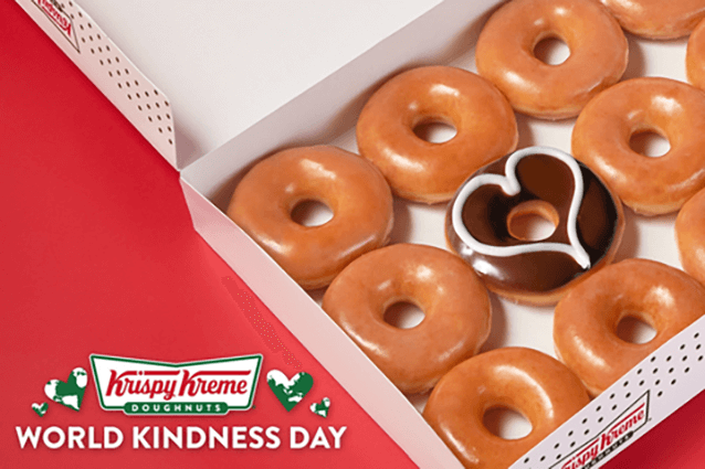 Get a Free Dozen Doughnuts at Krispy Kreme for World Kindness Day Get a Free Dozen Doughnuts at Krispy Kreme for World Kindness Day