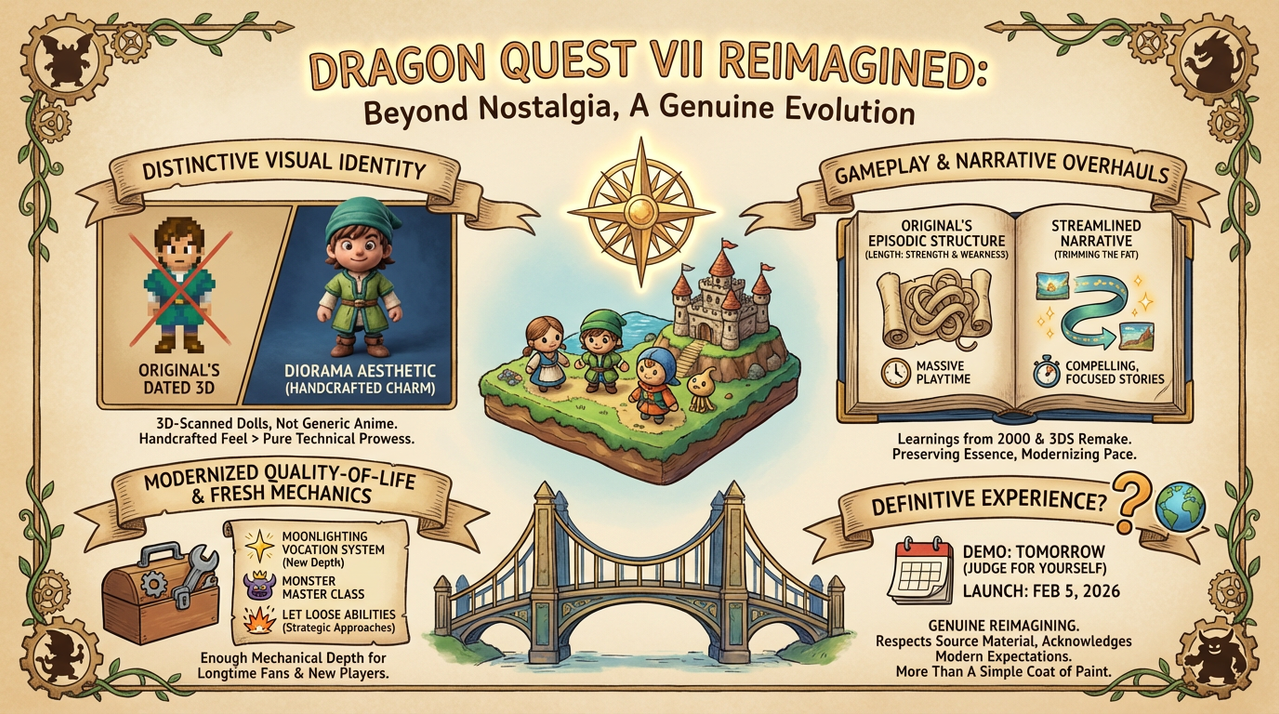 Dragon Quest VII Reimagined Drops Gorgeous Opening Movie and Demo Hits Tomorrow With Full Game Transfer 1 Dragon Quest JRPG showing classic adventure game aesthetic