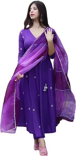 GoSriKi Women's Cotton Blend Anarkali Kurta