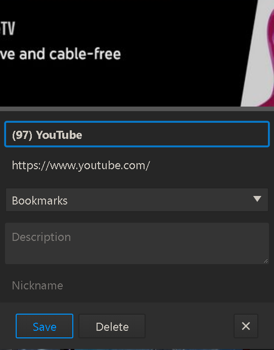 Vivaldi Bookmark editor
