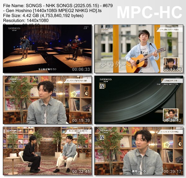 [TV-Variety] NHK SONGS (2025.05.15) – 第679回 – 星野 源