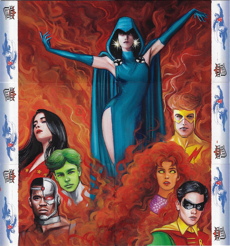 TEEN TITANS 6 PUZZLE CARDS SUPERMAN FLEER ULTRA
