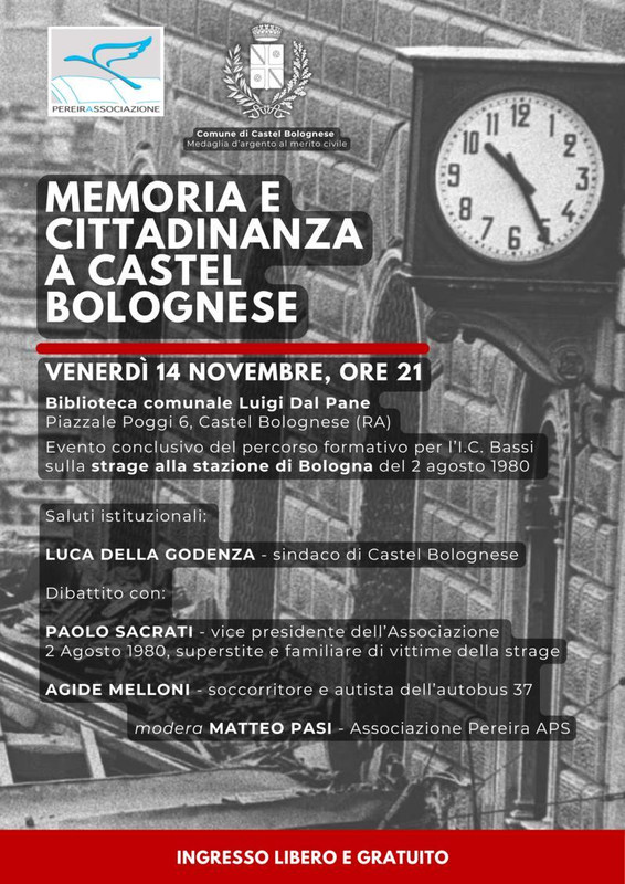 Venerdì 14 novembre, un incontro per non dimenticare la strage del 2 agosto