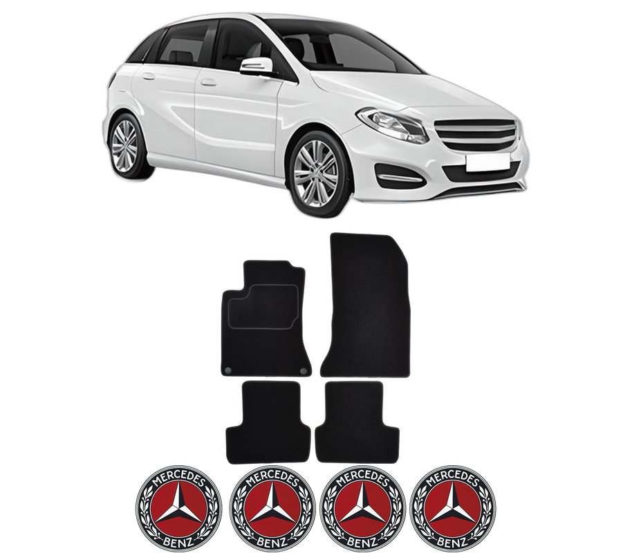 Set Covorase Presuri MERCEDES-BENZ B-CLASS Sports Tourer (W246, W242) din 2011-2018, Auto, Material Textil Mocheta, 4 Stickere auto cu MERCEDES-BENZ