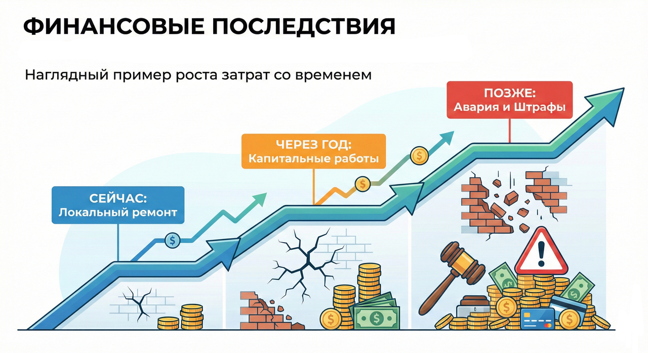 Сколько стоит отложить ремонт фасада: риски обрушения и рост сметы