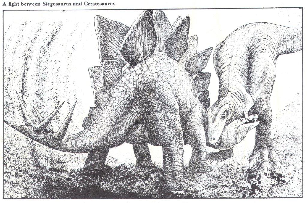 a-fight-between-stegosaurus-and-ceratosaurus-purnells-book-of-dinosaurs-and-prehistoric-animals