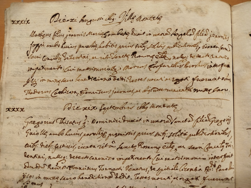 matrimonio di Gambetta Matteo e Gioppo Angela, 1669 Montà