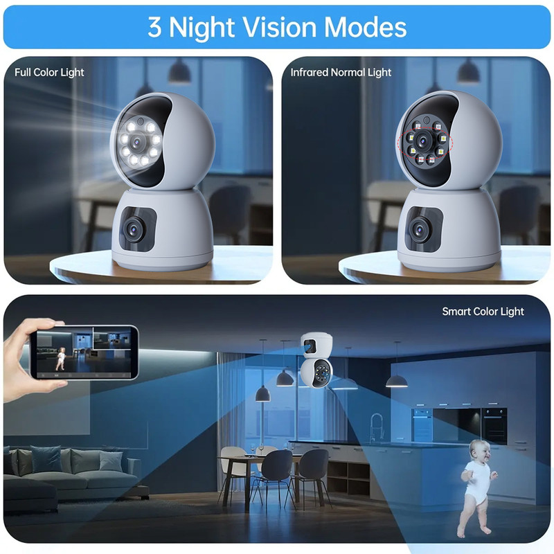 Cámara Vigilancia WiFi Interior 4K HD, Cámara Vigilancia Domicilio WiFi con WiFi 360° Cámara de Seguridad para bebé, Perro, Visión Nocturna, Seguimiento Automatico, Detección AI，Audio Bidireccional - details 3