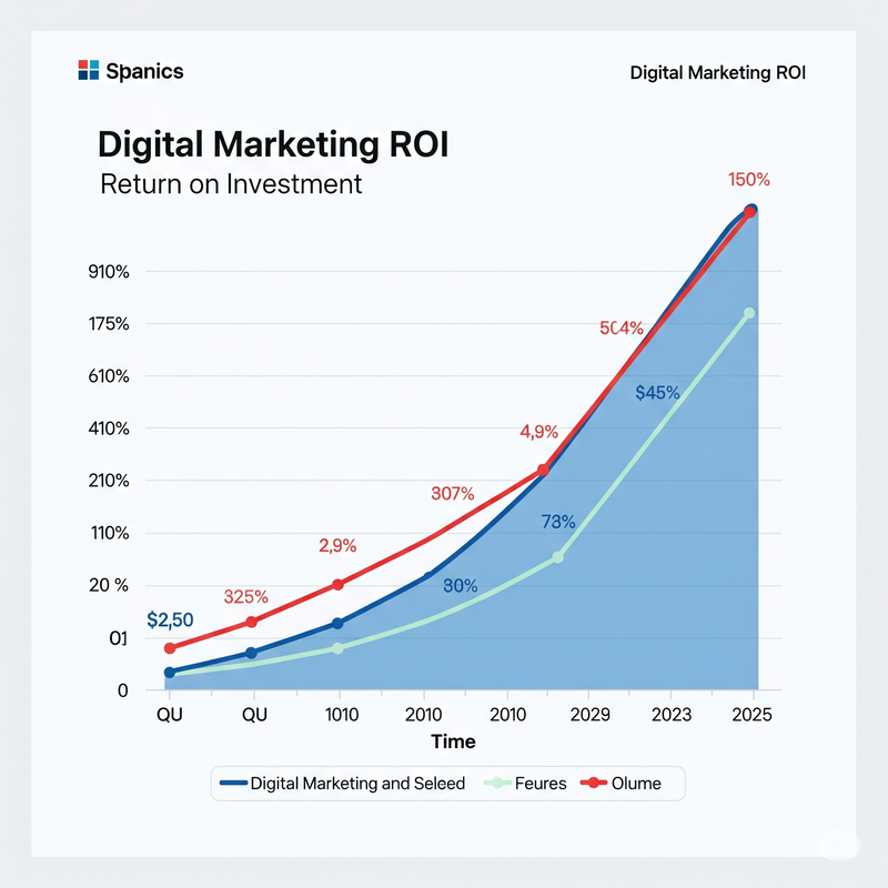 Graph showing upward trend in digital marketing ROI