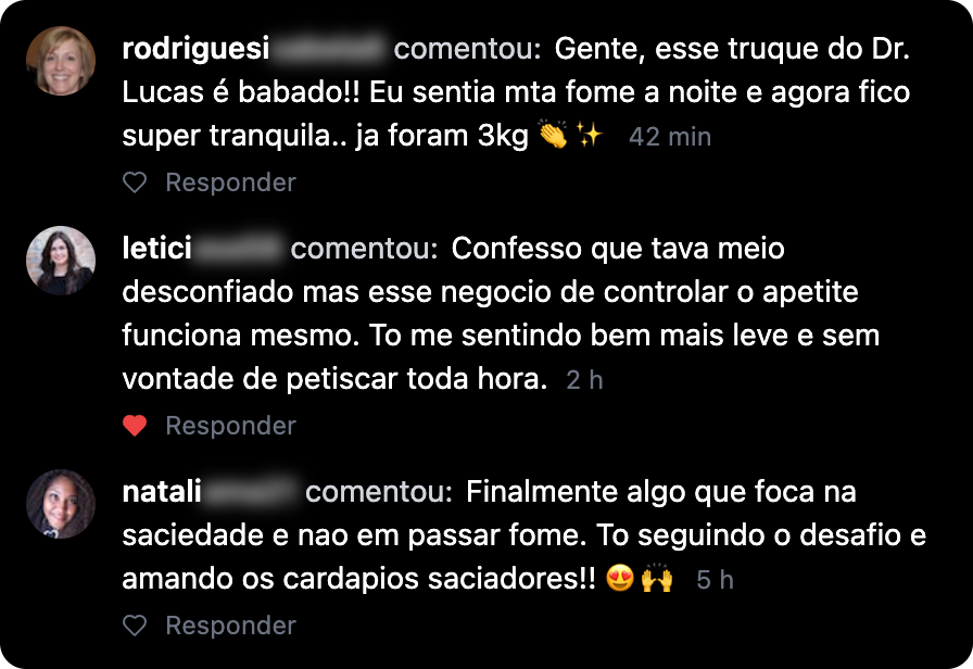 Depoimentos no Instagram