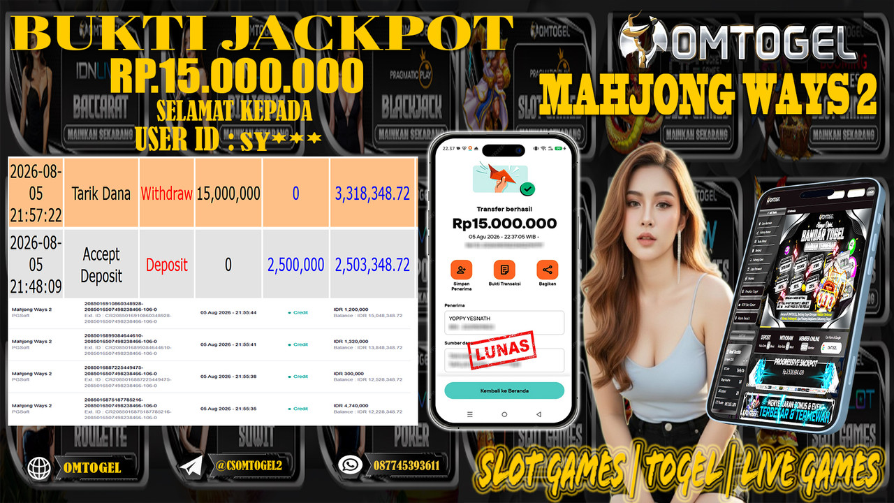 OMTOGEL JACKPOT PG SOFT MAHJONG WAYS 2  Rp,15,000,000,- DIBAYAR LUNAS