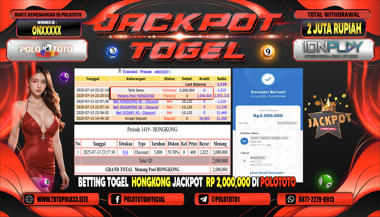 POLOTOTO JACKPOT TOGEL HONGKONG LOTTO Rp.2.000.000,-