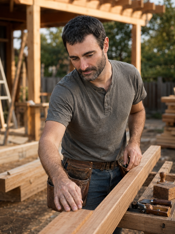 Corey at work on a Sonoma County job site, Finewright Builders