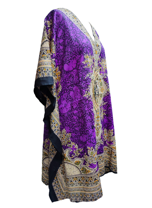 Women Kaftan Short Maxi Kaftan Hippy Boho Tunic Plus Size Dress Nightdress - Picture 31 of 33