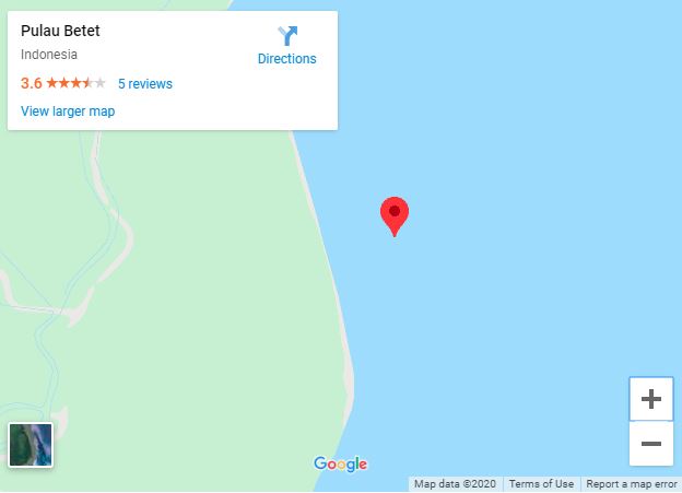 Peta wilayah Pulau Betet yang sudah menghilang terendam air laut