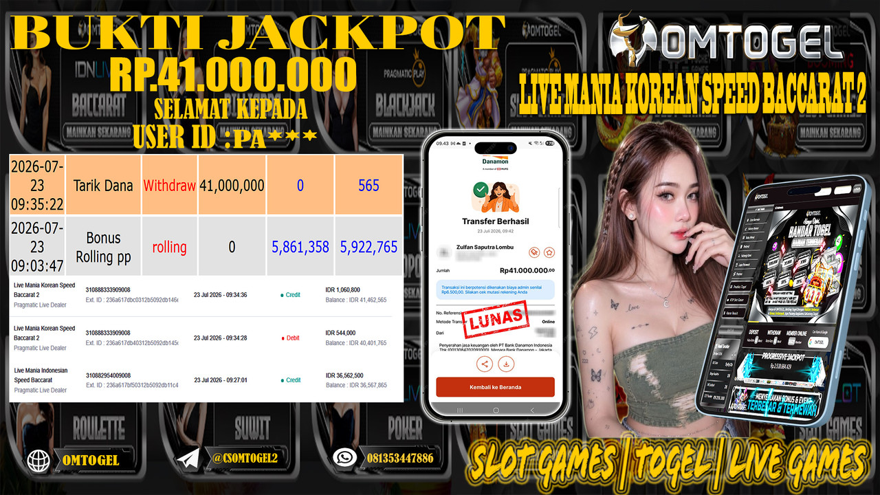 OMTOGEL JACKPOT PRAGMATICPLAY LIVE DEALER  Rp,41,000,000,- DIBAYAR LUNAS