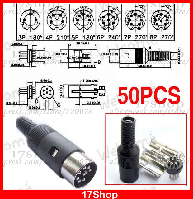 50PCS-4-Pin-DIN-plug-5-Pin-DIN-Plug-Cable-Connec