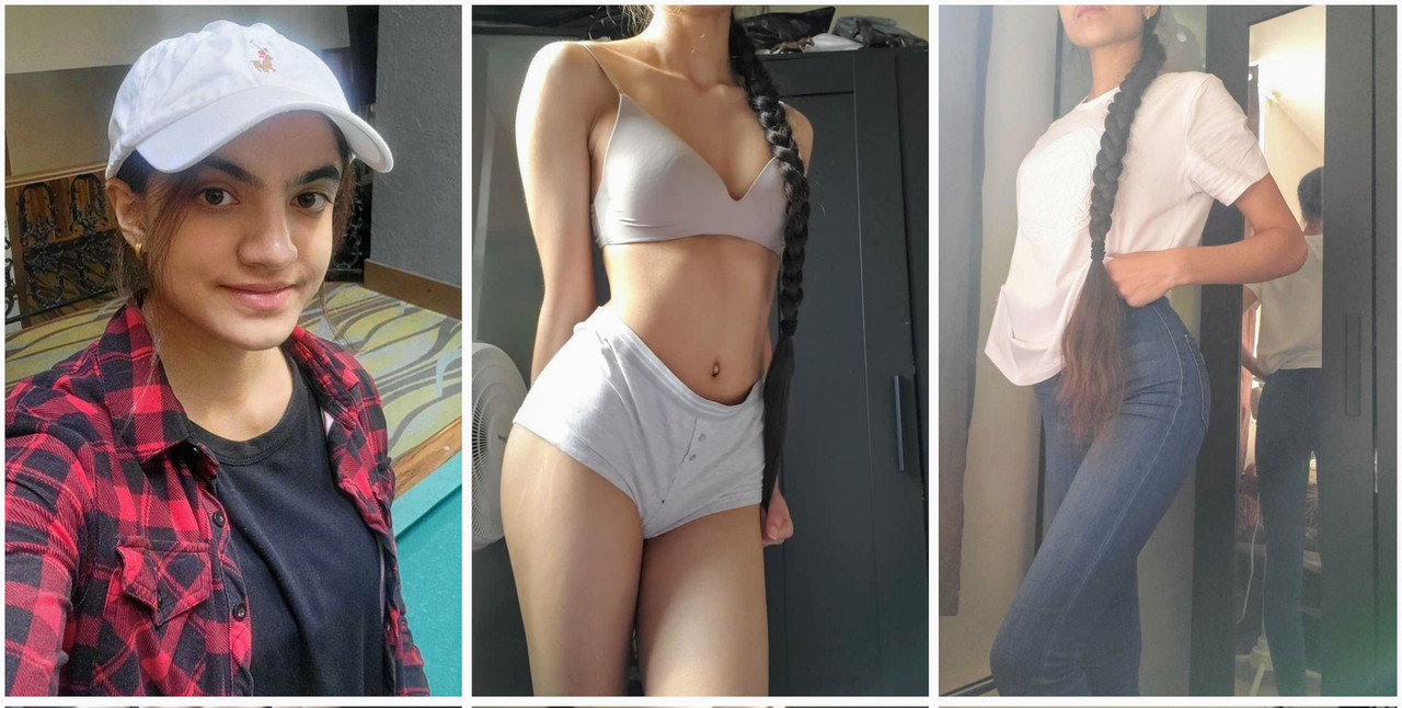 SLIM LONG BRAIDED HORNY GIRL SQUEEZING SEXY THICK ASS