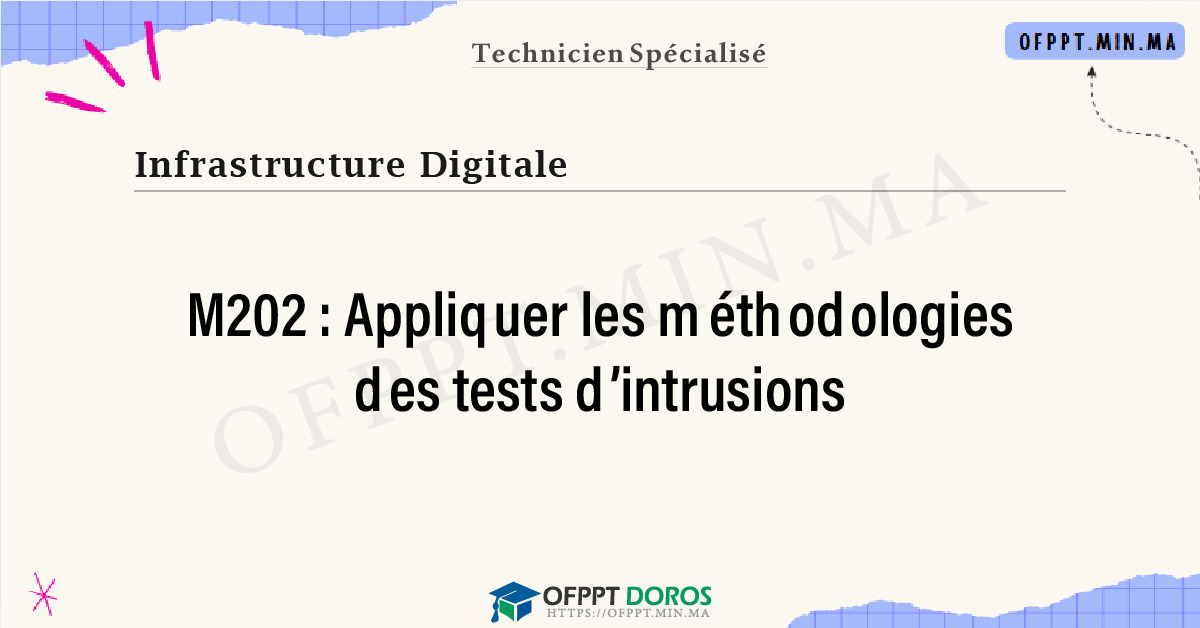Sommaire détaillé du cours Appliquer les méthodologies des tests d’intrusions M202 OFPPT - Structure du module