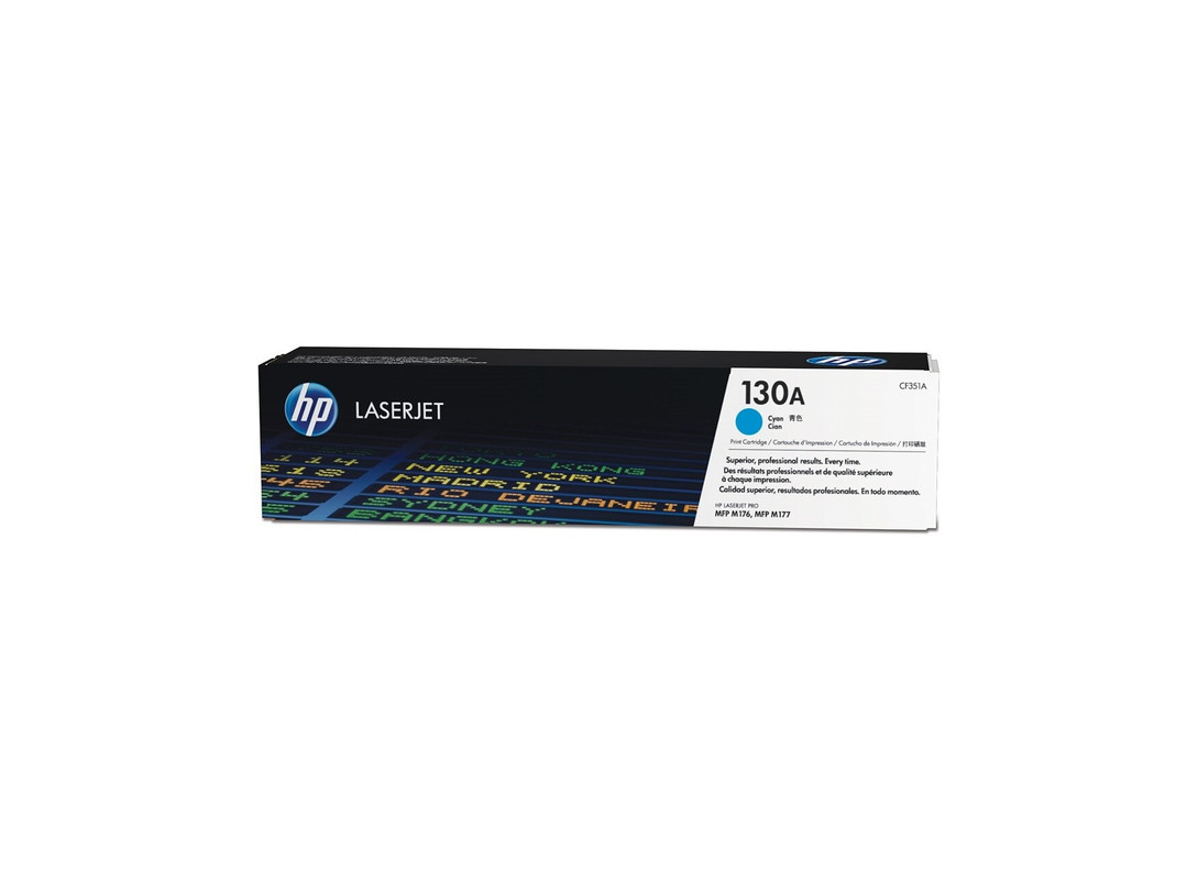 Cartucho de tóner original HP 130A en color cian.